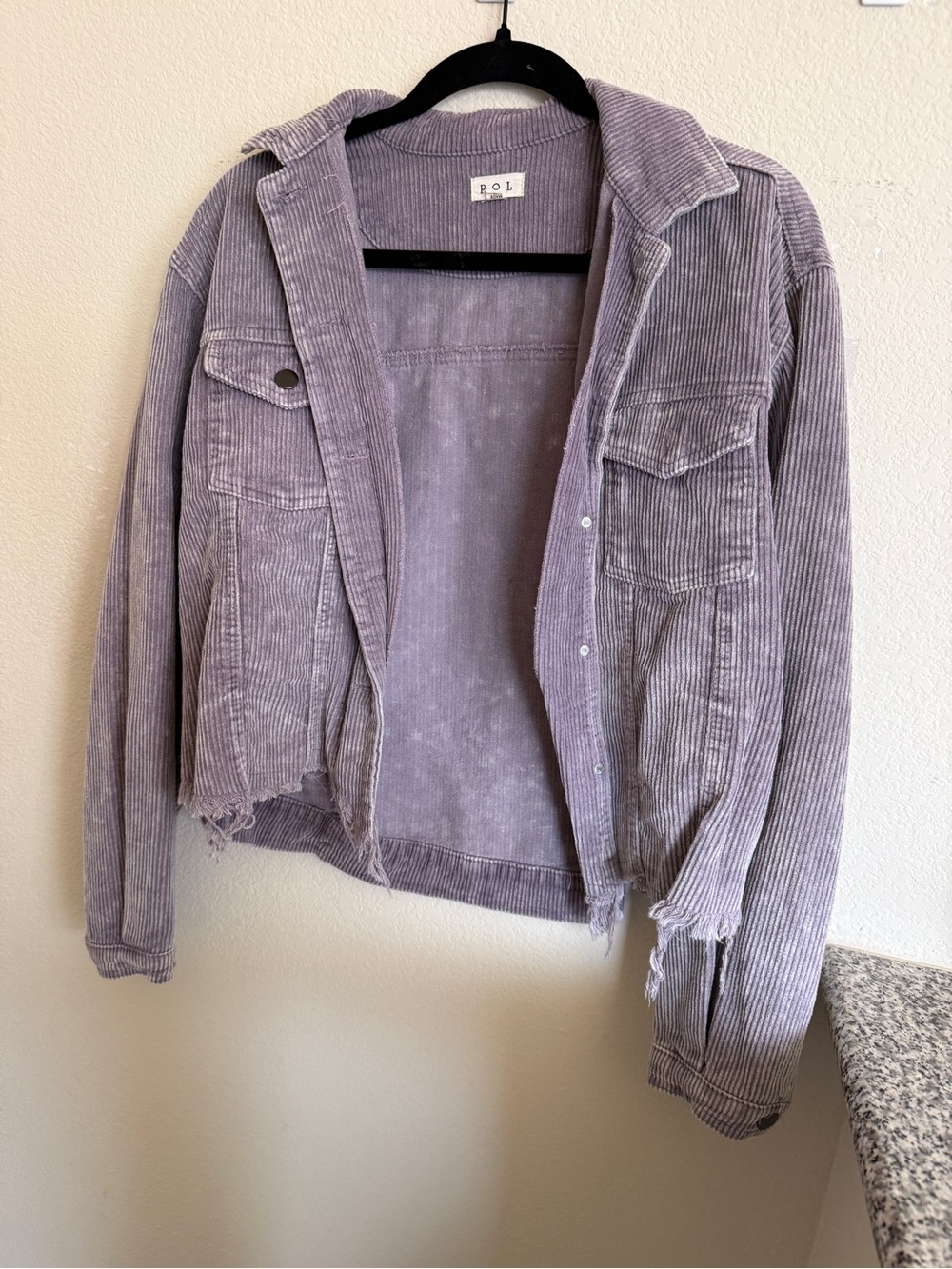 POL Lavender Corduroy Jean Jacket